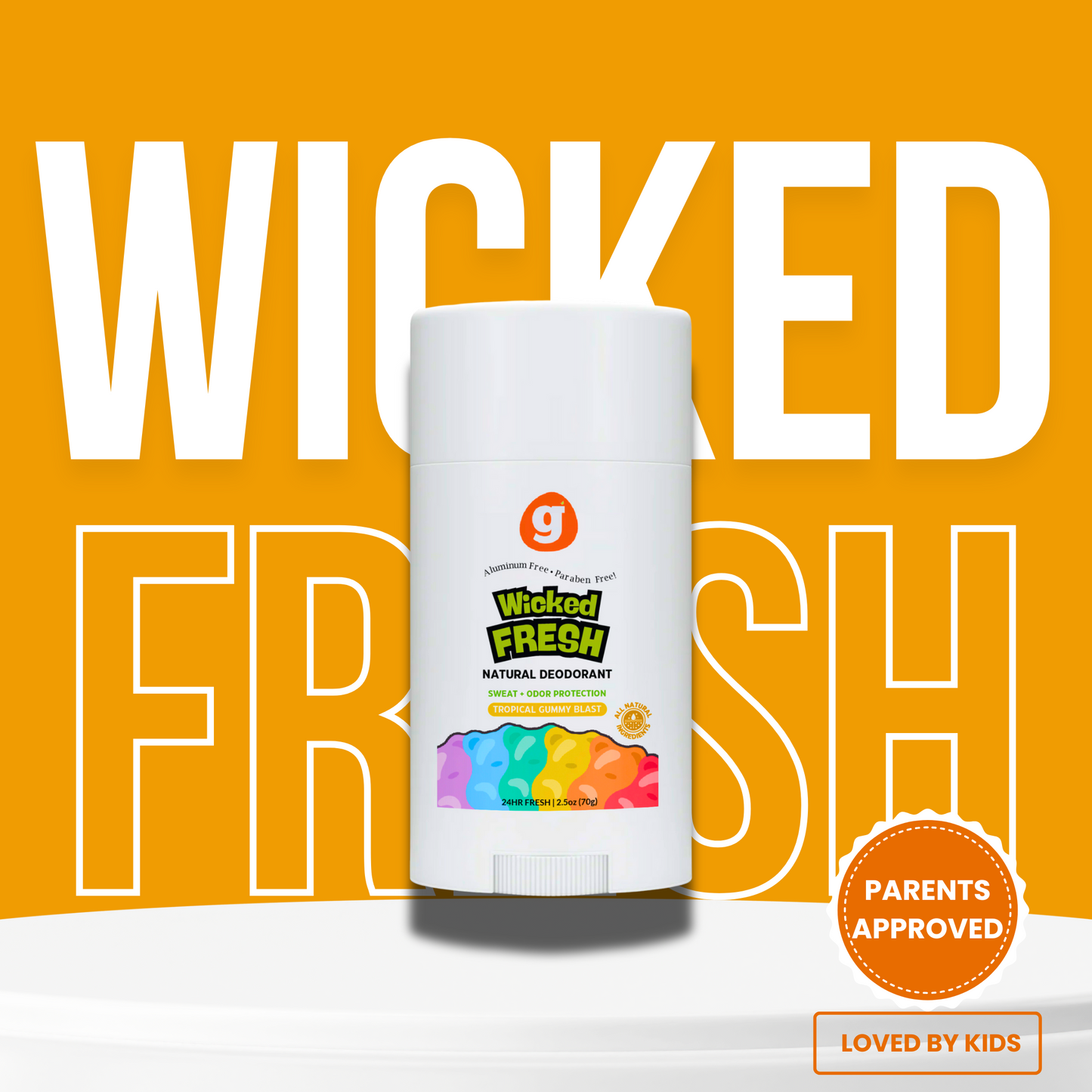 Wicked Fresh Kids Deodorant for Girls & Boys - Natural - Aluminum Free - Safe for Sensitive Skin - Our Scent is Infused w/Lemon & Grapefruit Essential Oils - Non-Toxic & Paraben Free - 2.2oz each