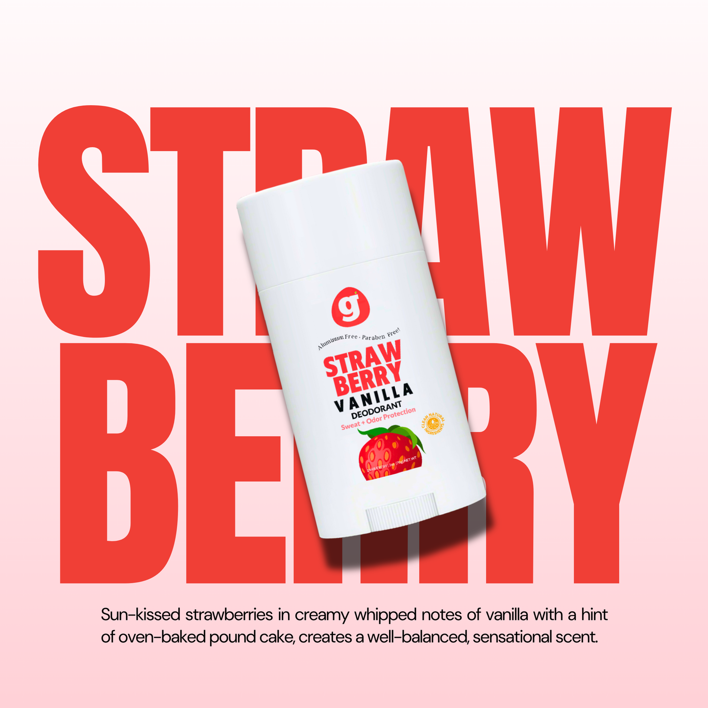 Strawberry Vanilla  Deodorant for girls - Aluminum-Free|  Non-Toxic | natural deodorant 2.5oz