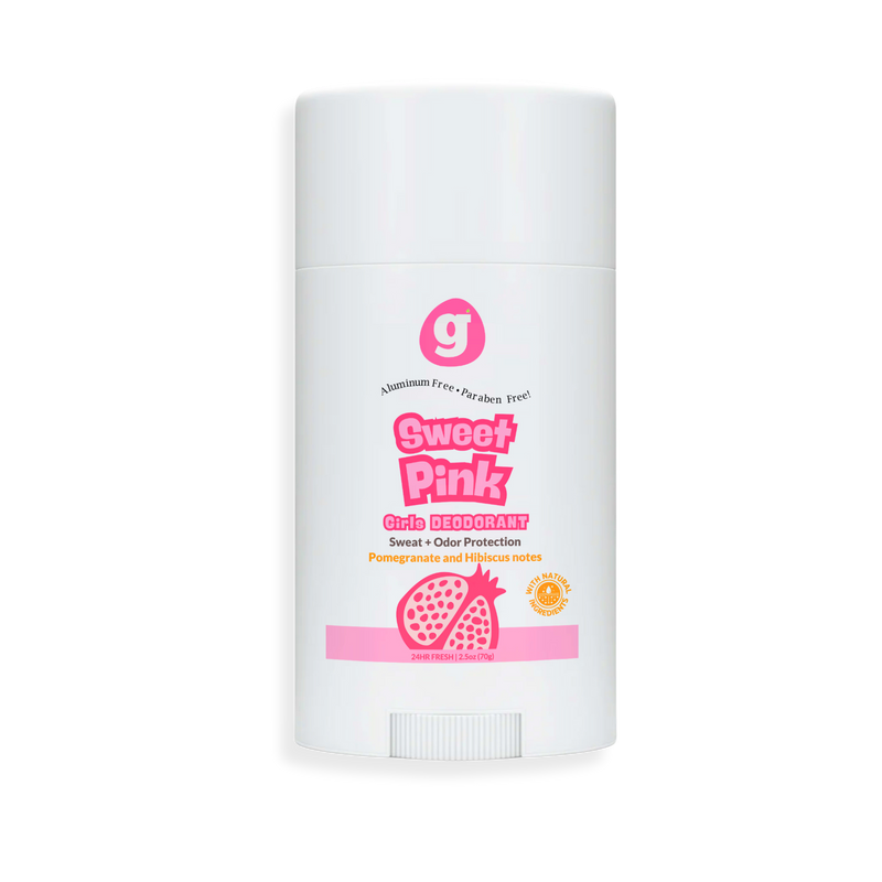 SWEET PINK  Kids Deodorant for Girls 8 up - Non-Toxic  - Pomegranate & Hibiscus scent (2.5oz)