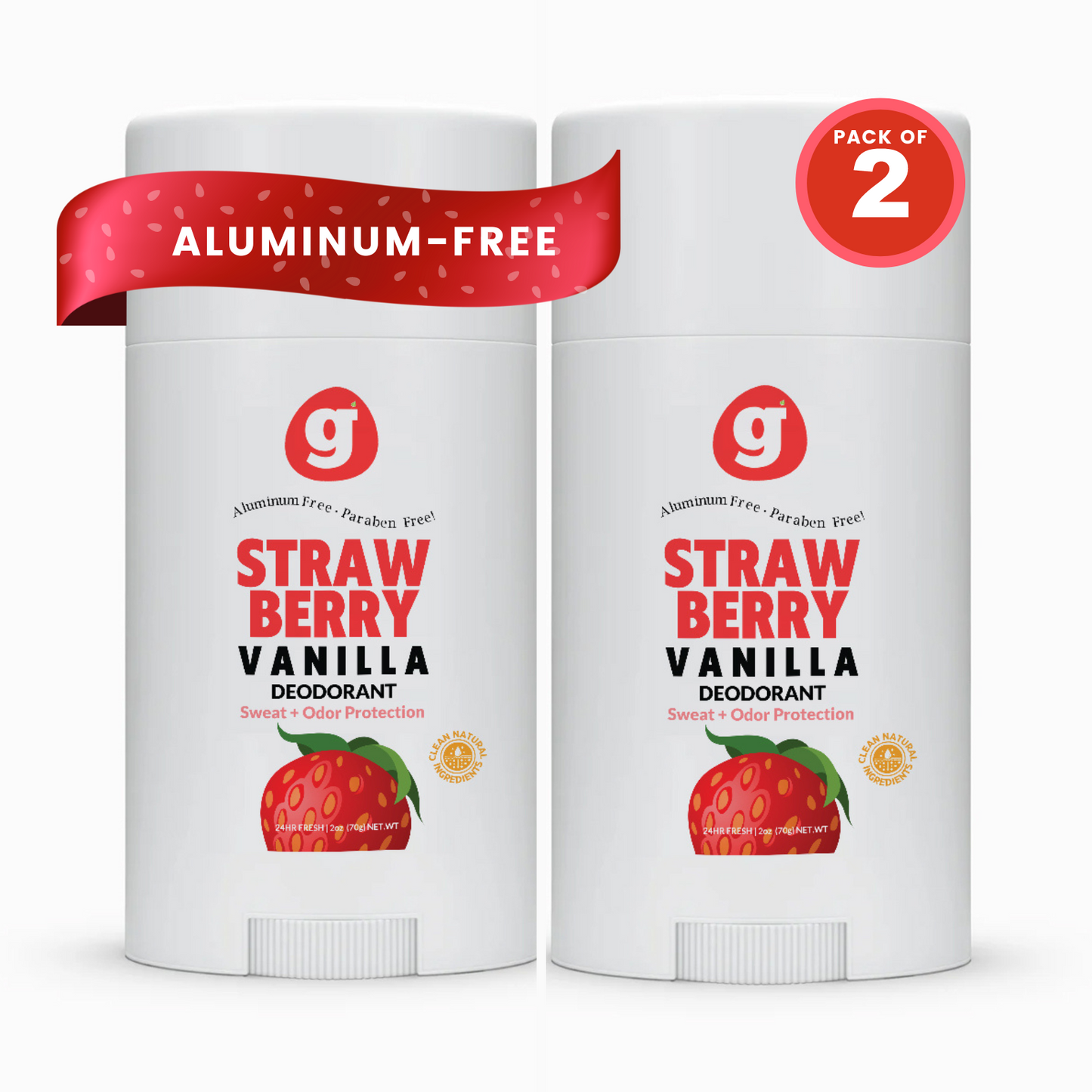 Strawberry Vanilla  Deodorant for girls - 6up |  Non-Toxic | Fresh Confidence 2.5oz