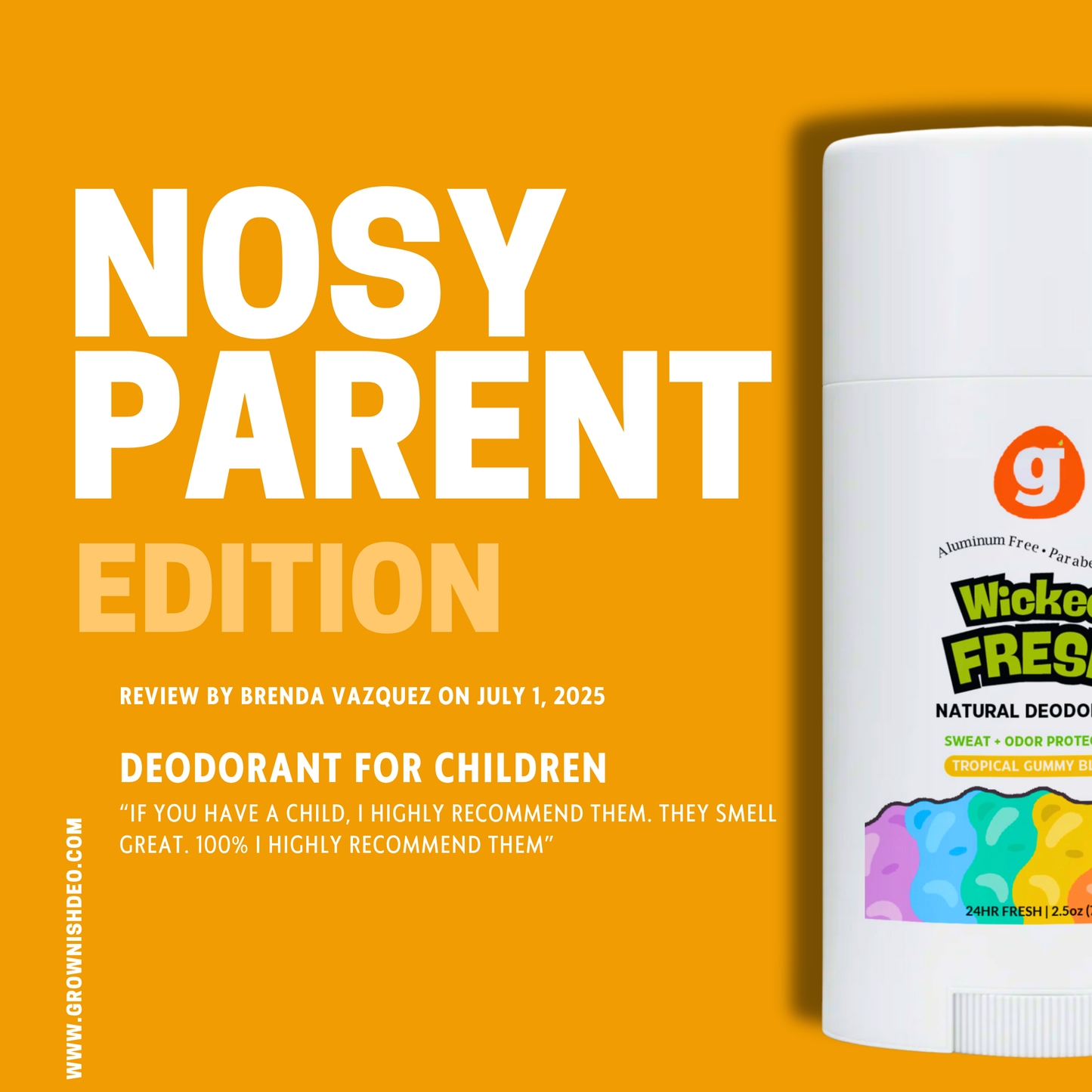 Wicked Fresh Kids Deodorant for Girls & Boys - Natural - Aluminum Free - Safe for Sensitive Skin - Our Scent is Infused w/Lemon & Grapefruit Essential Oils - Non-Toxic & Paraben Free - 2.2oz each