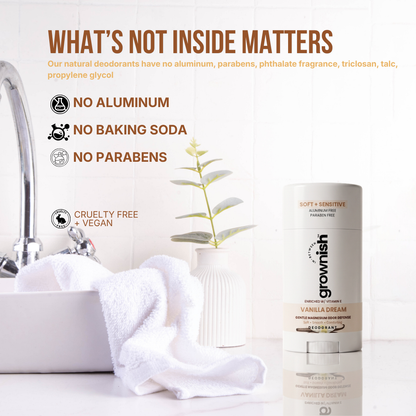 Vanilla Dream,  Aluminum-Free Deodorant For Kids, Teen Girls & Women - Sensitive Skin formula