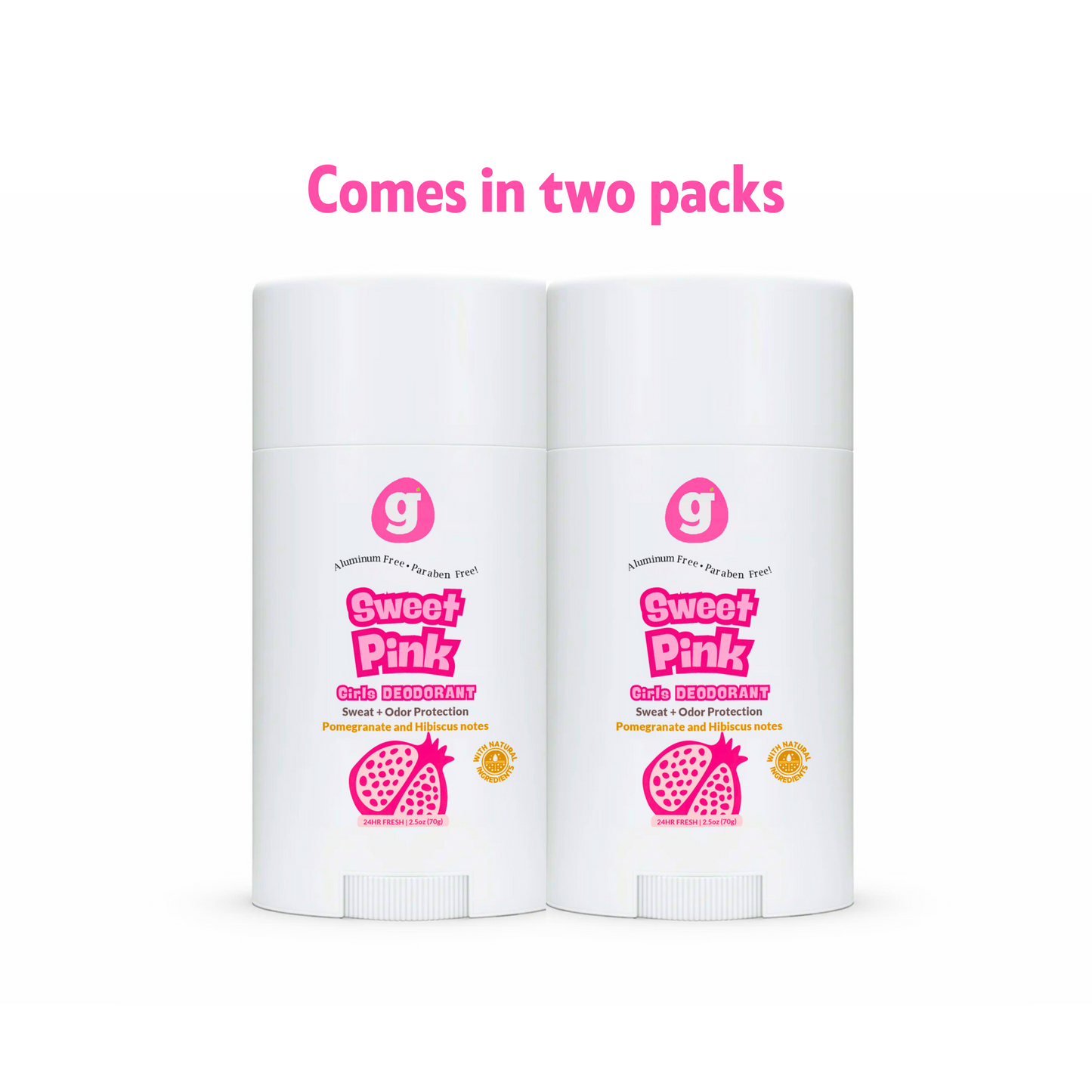 SWEET PINK  Kids Deodorant for Girls 8 up - Non-Toxic  - Pomegranate & Hibiscus scent (2.5oz)
