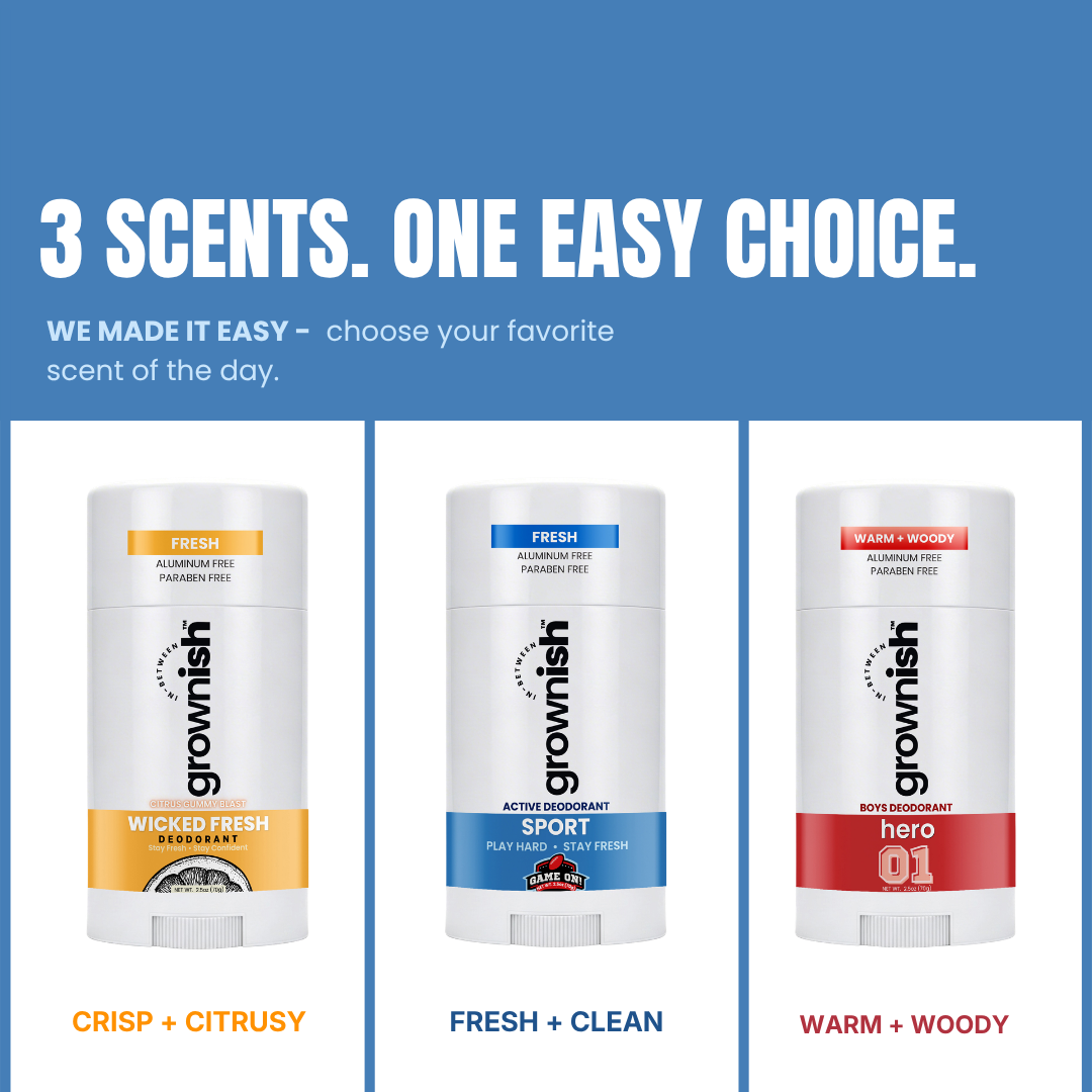 Sport Deodorant for boys ages 8 - 18 ( Variety 3 Pack)  Sport - Aluminum-free