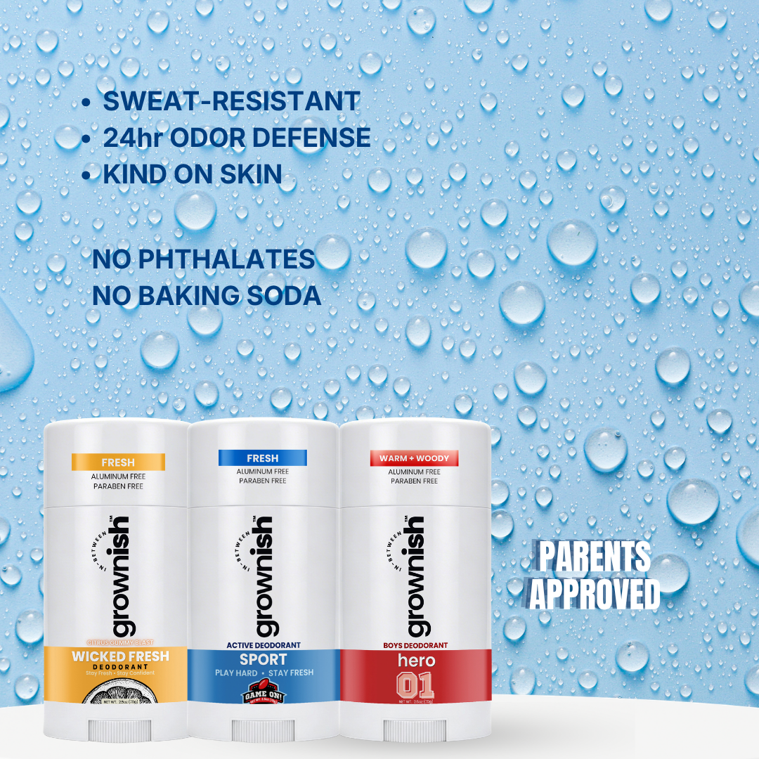 Sport Deodorant for boys ages 8 - 18 ( Variety 3 Pack)  Sport - Aluminum-free