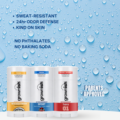 Sport Deodorant for boys ages 8 - 18 ( Variety 3 Pack)  Sport - Aluminum-free