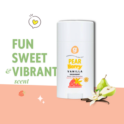 PEAR BERRY VANILLA - Deodorant for kids - SET OF 2 -  Aluminum Free - Paraben Free - 2.5oz