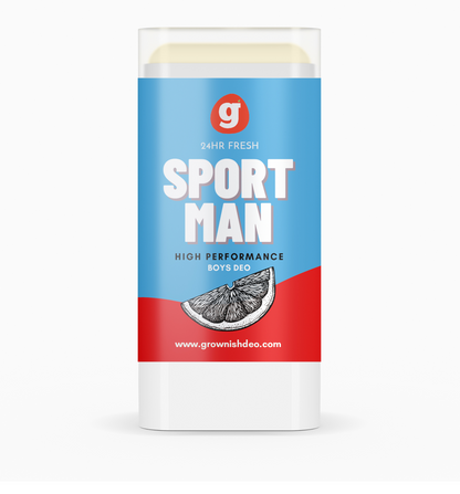 Grownish - SPORT A  Deodorant for Boys ages 8 up - Natural - Aluminum Free - Safe for Sensitive skin
