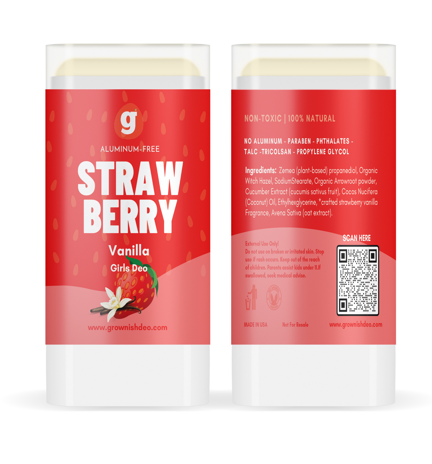 Strawberry Vanilla  Deodorant for girls - Aluminum-Free|  Non-Toxic | natural deodorant 2.5oz
