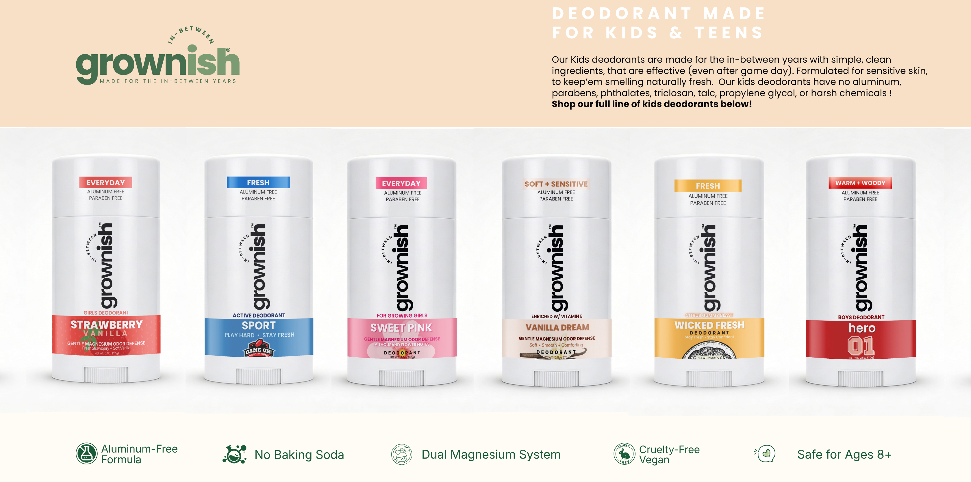 Grownish deodorant for tweens with various flavors 