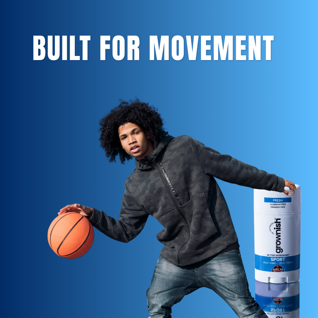 Grownish kids deodorant for boys. Active kids deodorant BUILT FOR MOVEMENT' and growing skin