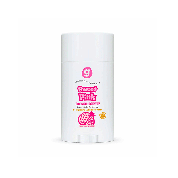 SWEET PINK  Kids Deodorant for Girls 8 up - Non-Toxic  - Pomegranate & Hibiscus scent (2.5oz)