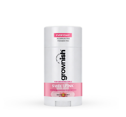 Deodorant stick for growing girls in sweet pink by grownish on a white background