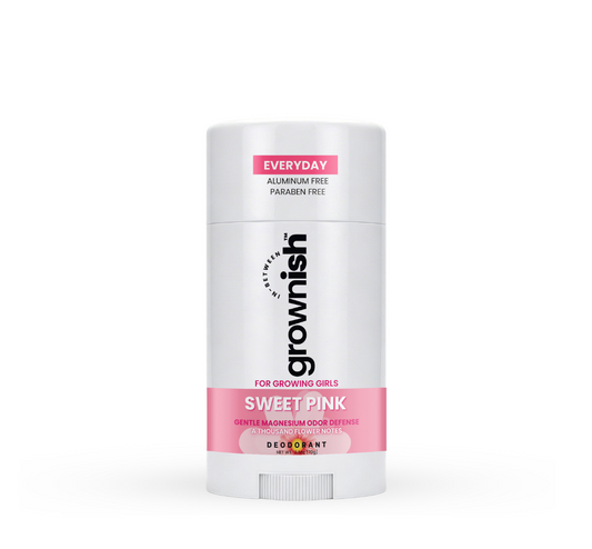 Deodorant stick for growing girls in sweet pink by grownish on a white background